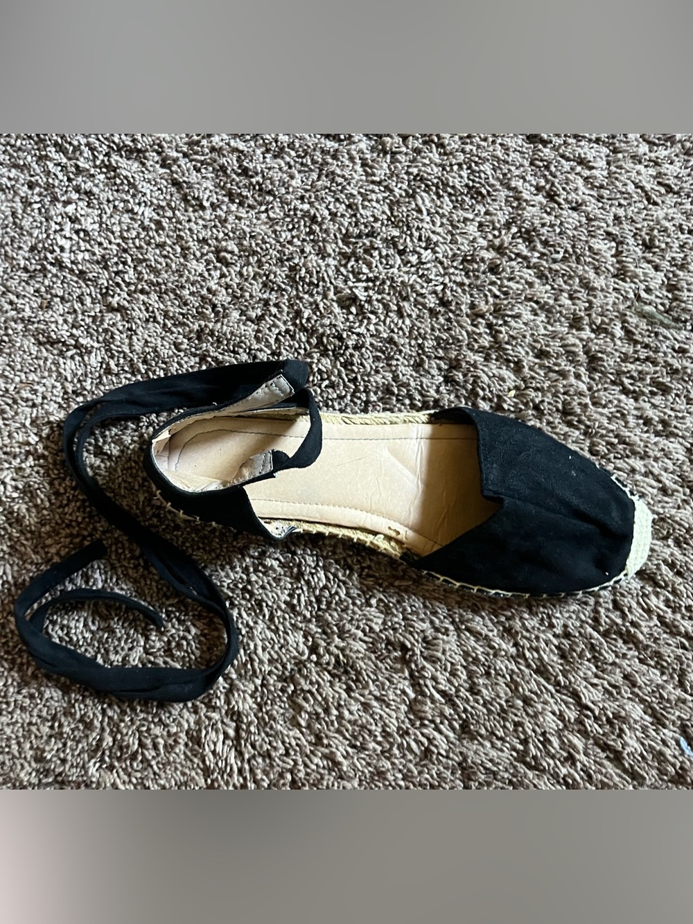 Black Women's Espadrille Lace-Up Flat